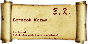 Borszok Kozma névjegykártya